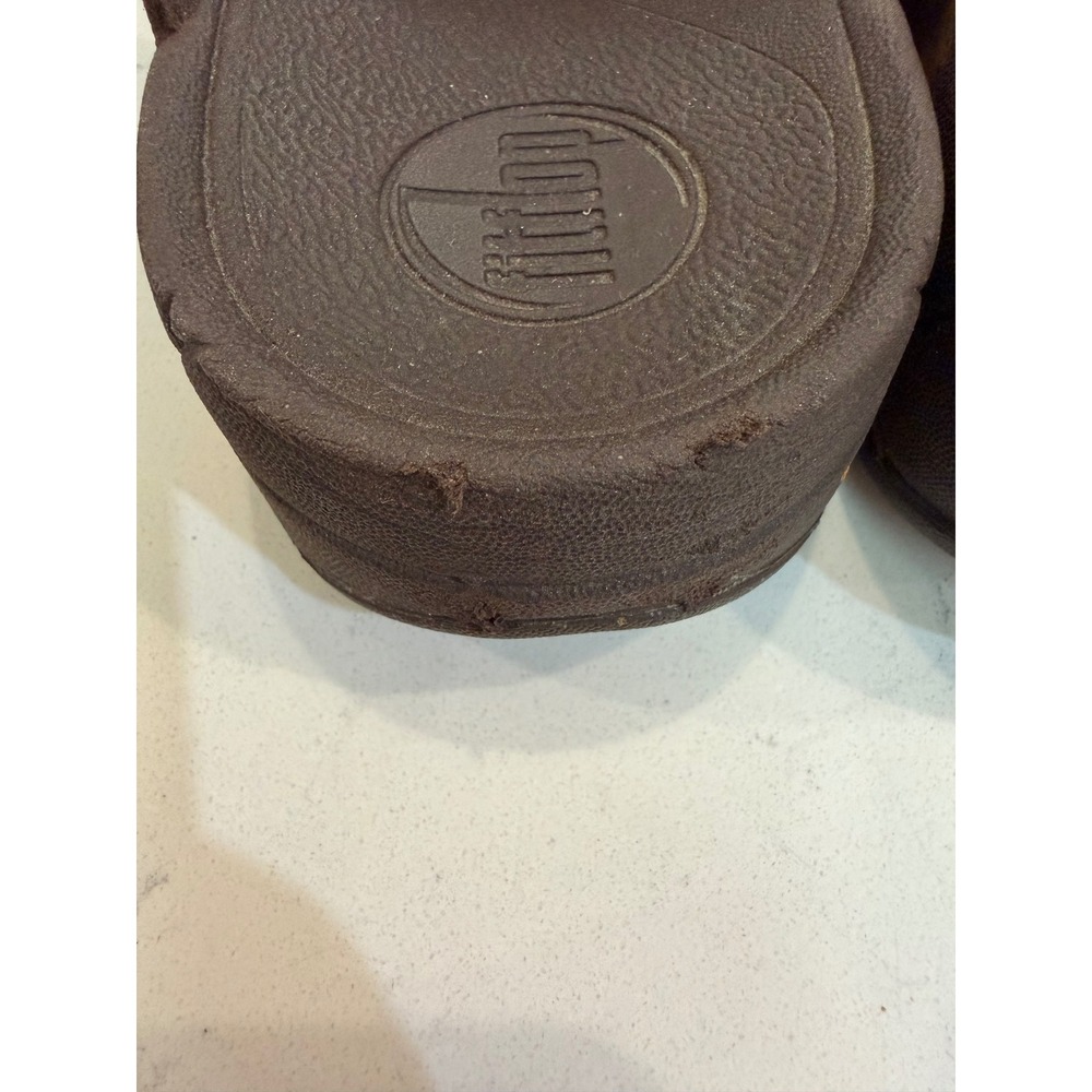FitFlop Walkstar Brown Leather Microwobbleboard Thong Sandals Womens 9 211-030 - Picture 3 of 5